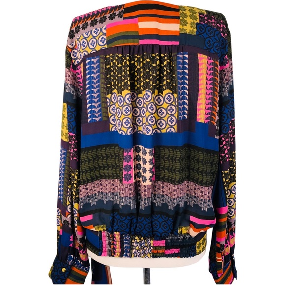 Colorful Patchwork Wrap Top - Picture 3 of 10